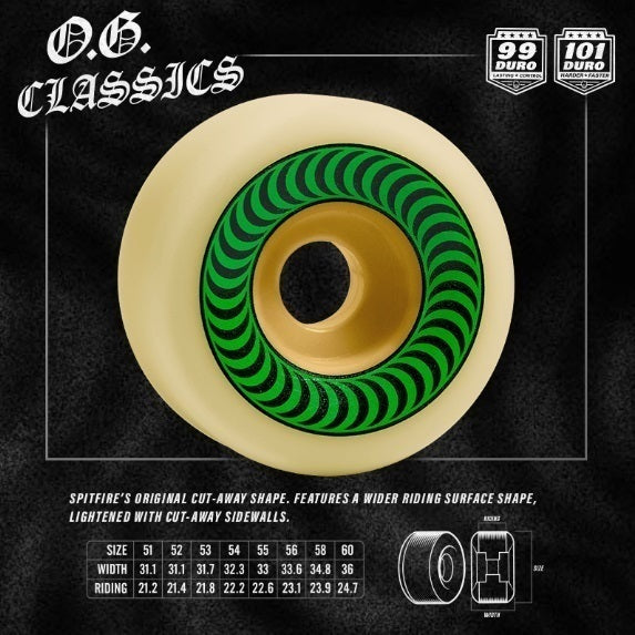 SPITFIRE OG Classics F4 99D 60mm Skateboard Wheels freedomfm byron bay australia 