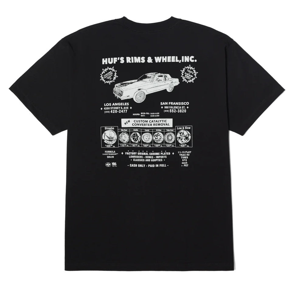 freedomfm byron bay HUF Rim & Wheel INC Black T-Shirt