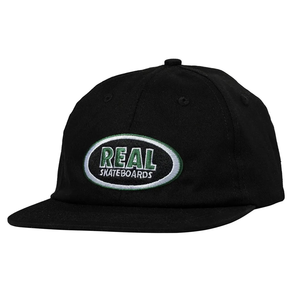 REAL SKATEBOARDS Oval Embroidered Black Green White Hat FREEDOMFM BYRON BAY 