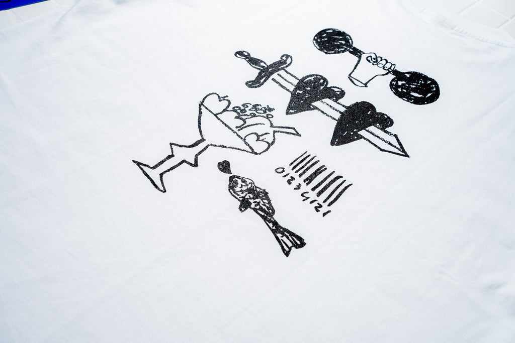“SKETCHES” Arne x FM Heavy weight boxy tee - WHITE