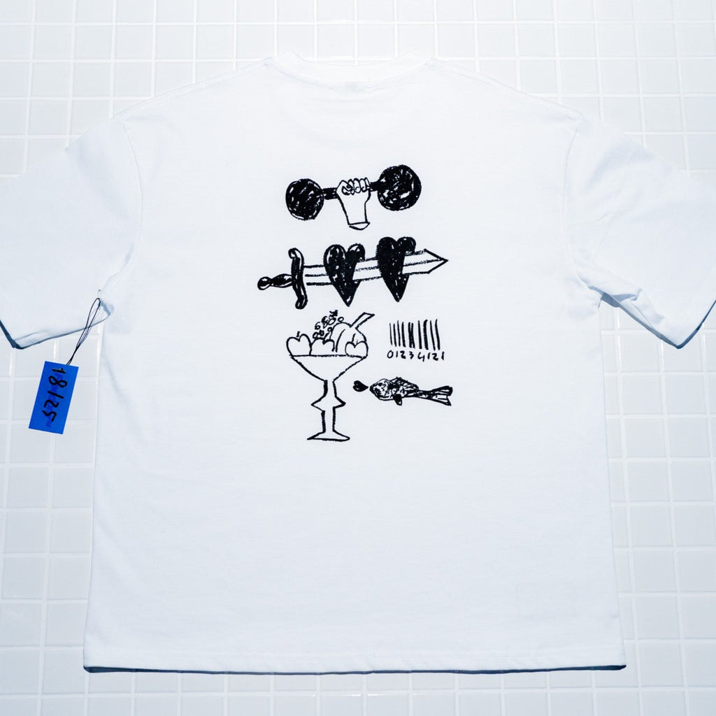 “SKETCHES” Arne x FM Heavy weight boxy tee - WHITE