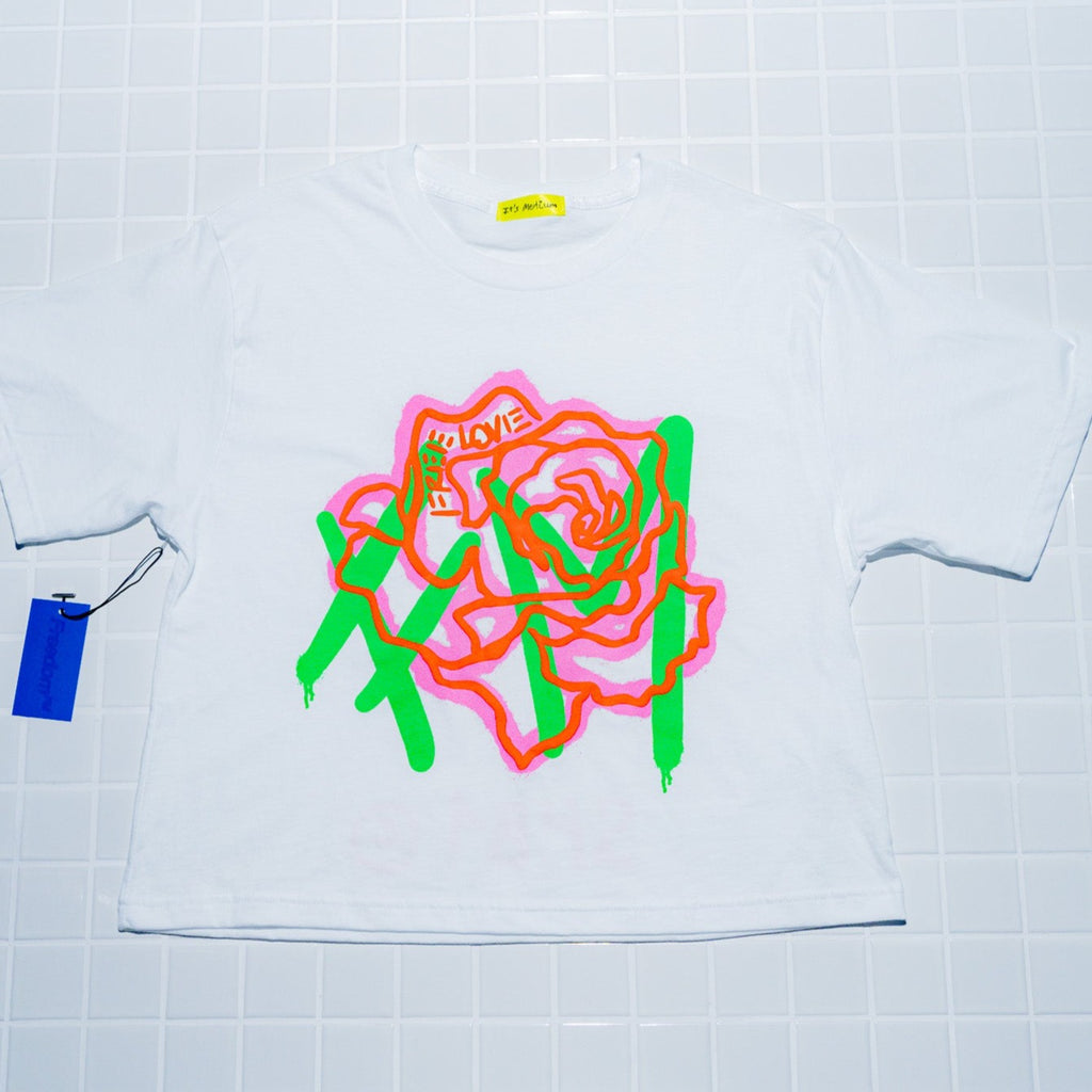 ROSE CROP TOP - LIGHT TEE - WHITE