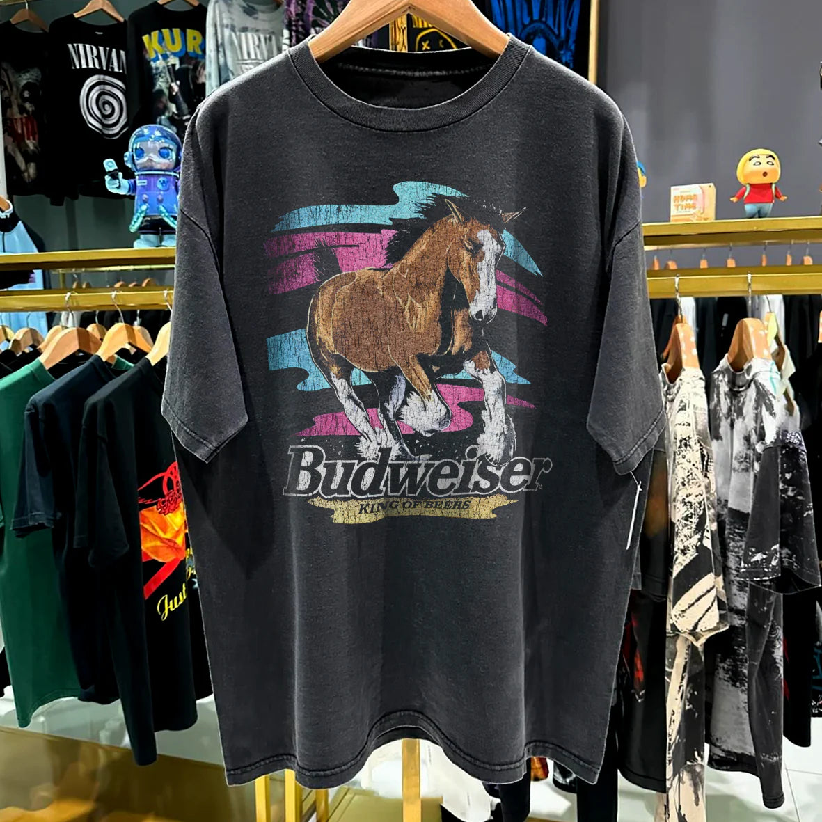 99 Stallion Vintage Washed Black T-Shirt freedomfm australia