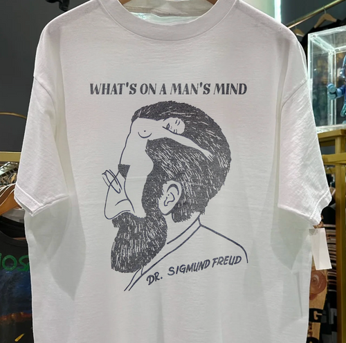 1992 Sigmund Freud 'What's on a Man's Mind Rare Washed White T-Shirt freedomfm australia 