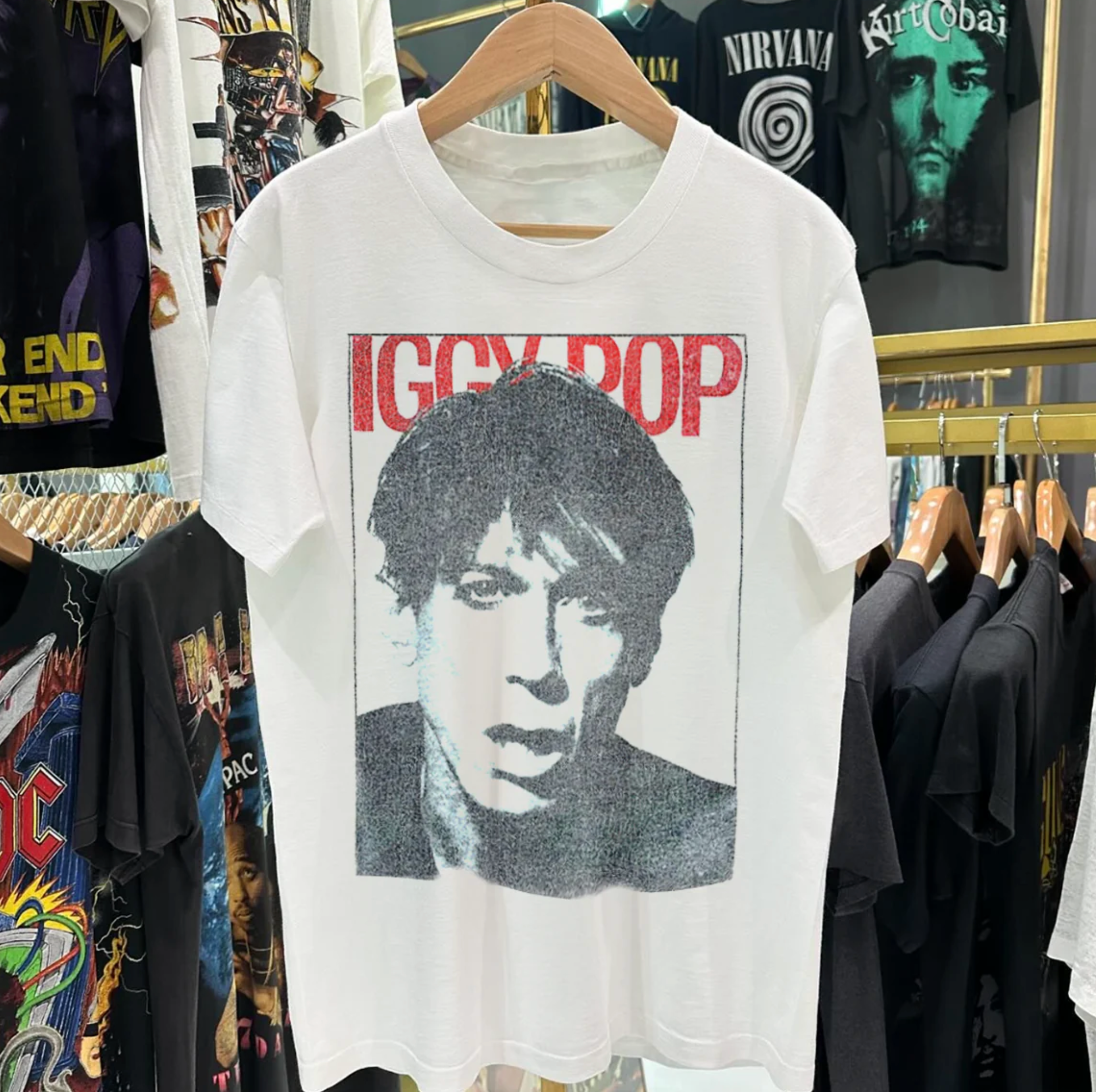 freedomFM Australia Iggy Pop 80's Vintage Washed White T-Shirt