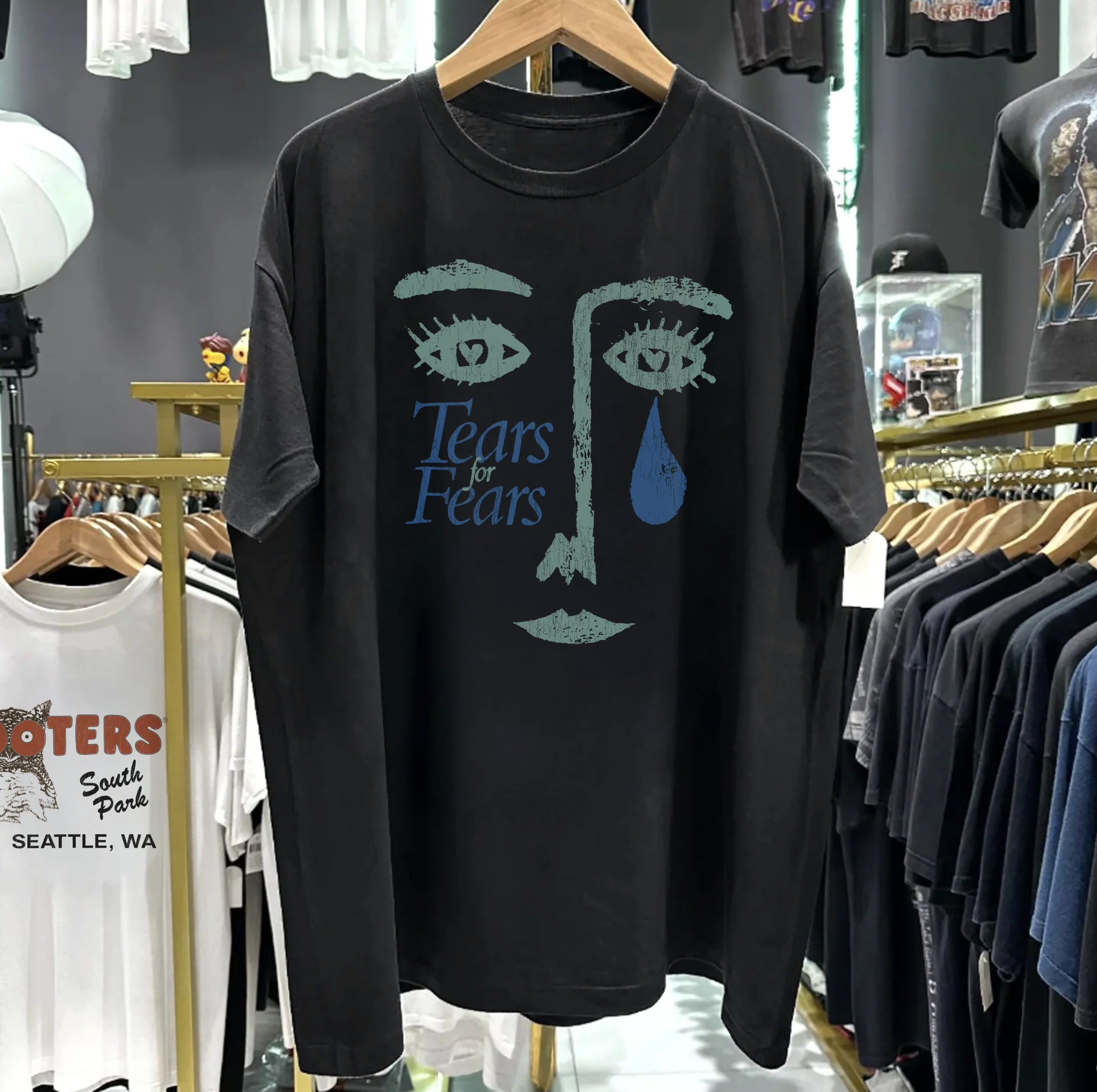 freedomFM Australia Rare Tears For Fears Washed Black Tee