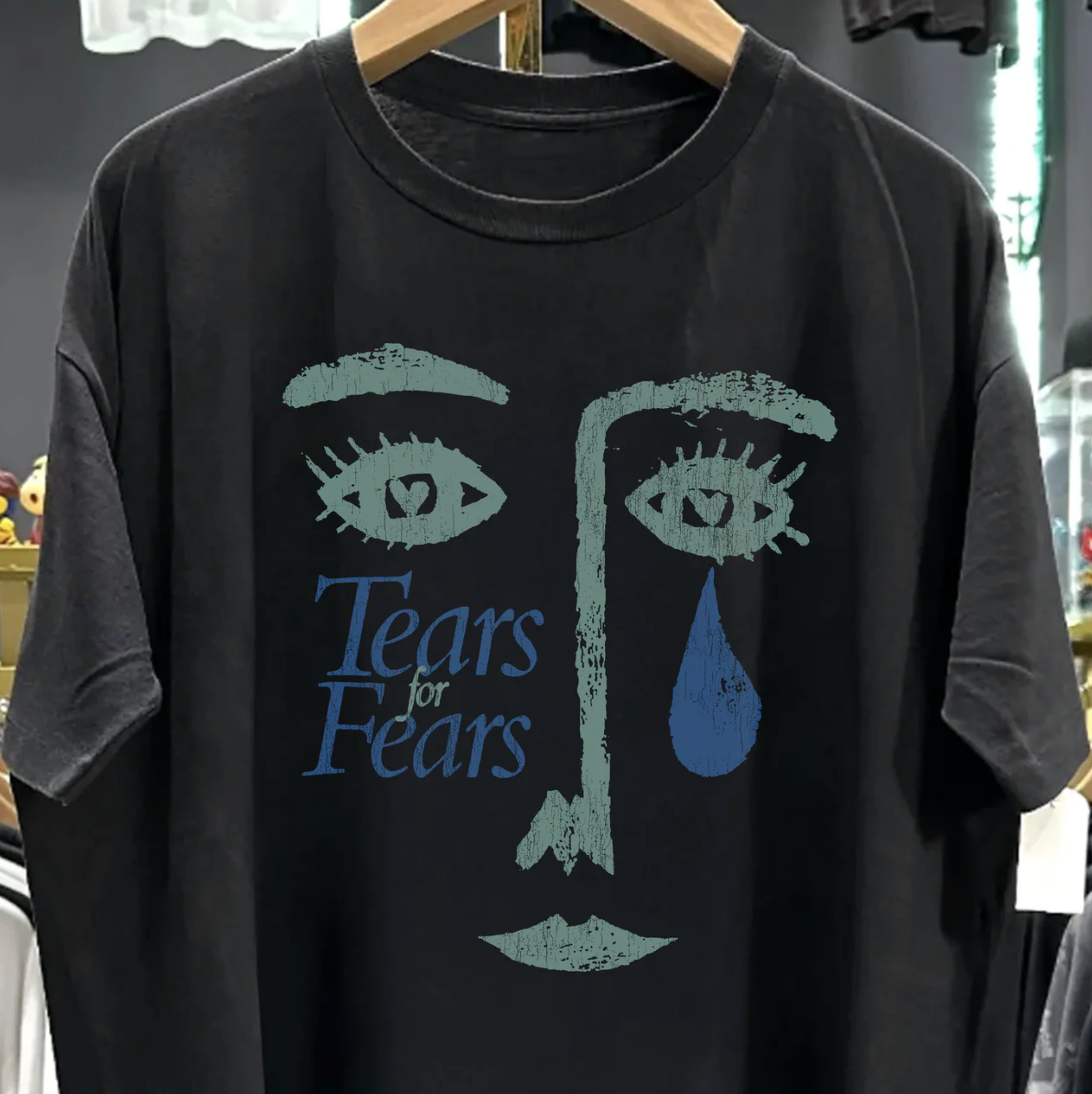 freedomFM Australia Rare Tears For Fears Washed Black Tee