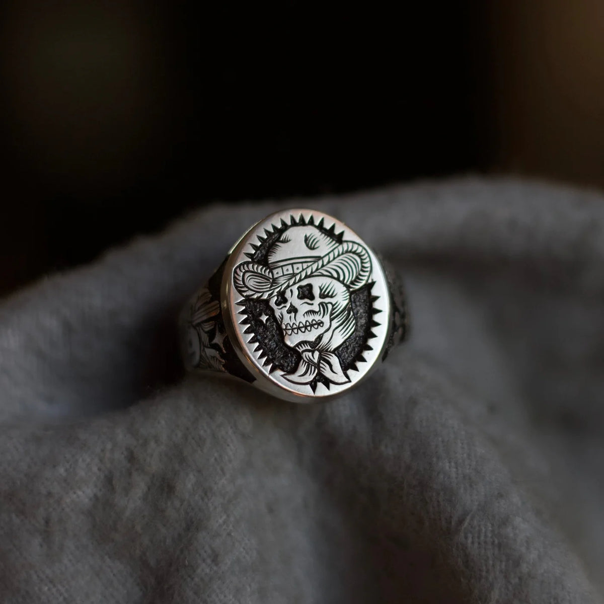 COWBOY SKULL - DIRTY PARADISE SIGNATURE HANDMADE RING SILVER 925