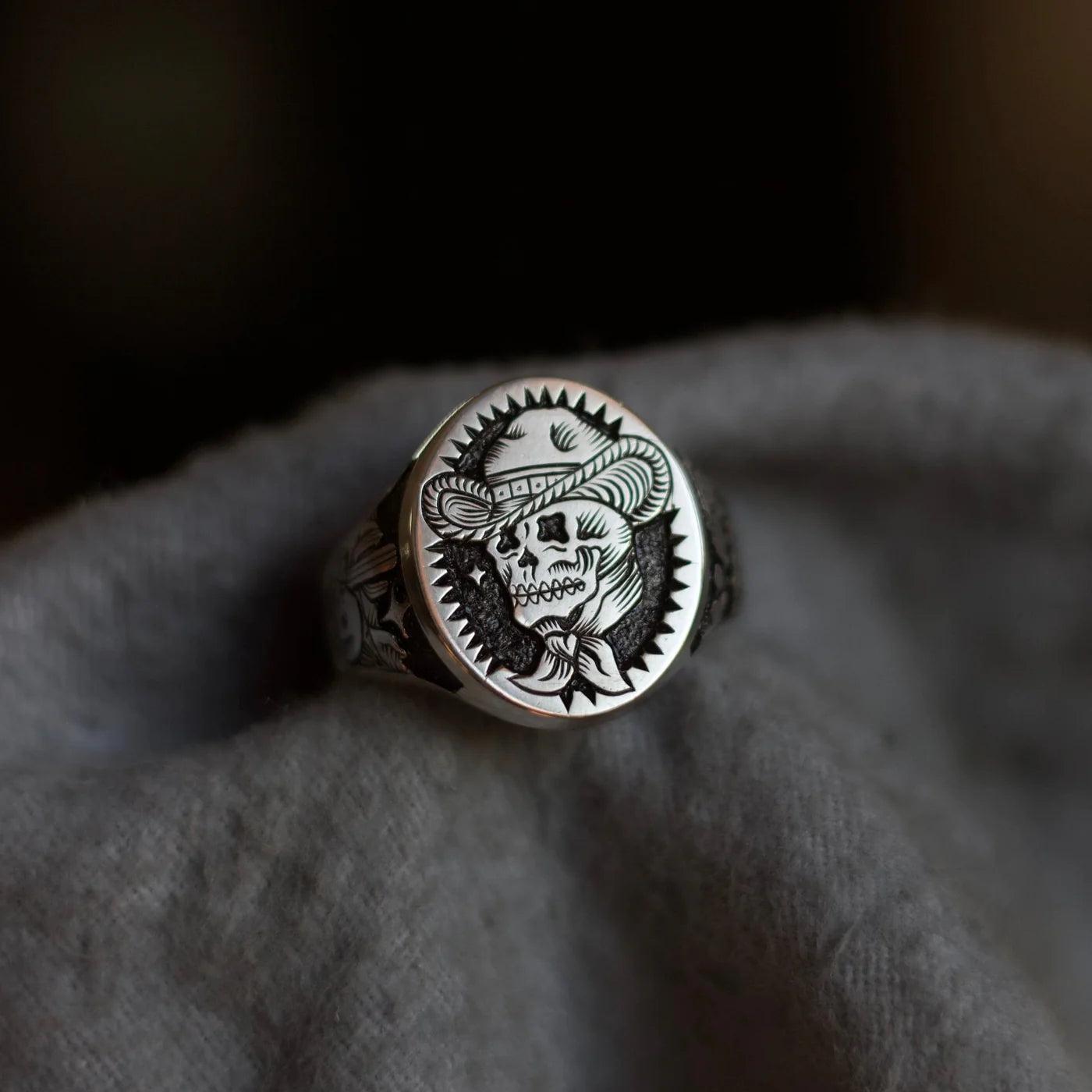COWBOY SKULL - DIRTY PARADISE SIGNATURE HANDMADE RING SILVER 925